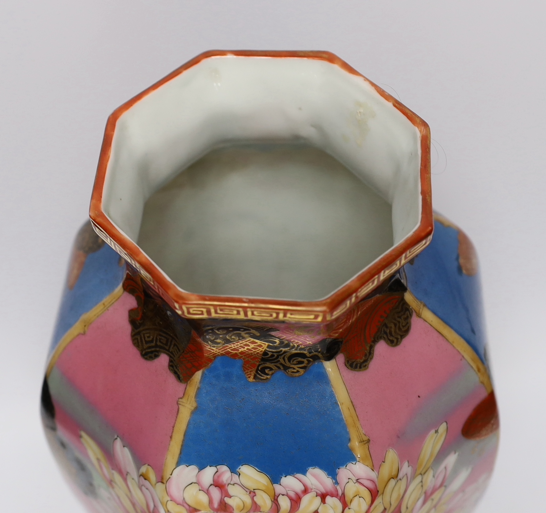 A group of Japanese and Chinese porcelain including an 18th century Chinese export dish, tallest 36cm